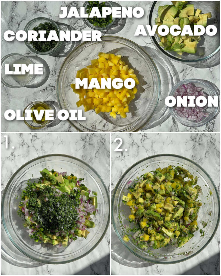 how to make avocado mango salsa 2 step by step photos showing how to make avocado mango salsa